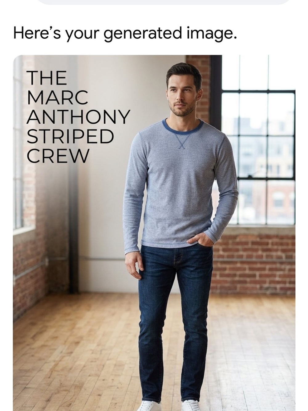 Marc Anthony Men's Long Sleeve Striped Thermal Crewneck in Blue/White, Medium
